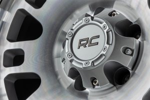 Wheel - Rough Country - 82 Series, One-Piece Aluminum, 15x8, 5x4.5 Bolt Pattern, -19mm Offset, 8-Spoke, Simulated Beadlock - Full Machined